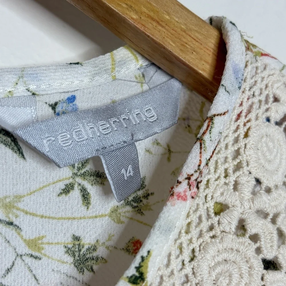 Floral Lace Peter Pan Collar Sleeveless Top Womens M 10 Cottagecore Twee Spring